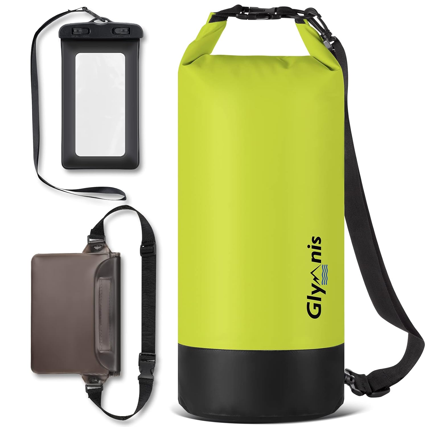 Glymnis Bolsa Estanca Impermeable Bolsa Impermeable 5 L/10 L/20 L con Bolsa Cintura para Rafting Kayak Playa Senderismo Esquí Pesca Escalada y Camping