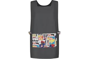 Siry Work Grembiule Donna in microfibra di poliestere, Regolabile in Vita con Due Bottoni, ampia tasca centrale per Scuola Infanzia, Cucina, Estetista, Taglia Unica, Made in Italy, Art. Mimosa