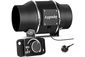 Aygrochy Inline duct Fan 100mm/4 inch, Extractor Fan with Variable Speed Controller, using for Bathroom, Office, Grow Tents, EC motor 2800 rpm, UK Plug