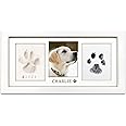 MYPAWLETS Paw Print Frame Kit,Dog/Cat Paw Print Kit,Soft Pawprint Clay&Clean Touch Ink Pad,Pet Paw Print Impression Kit with Customization Tool,Wooden Pet Memorial Frame,DIY Dog Lover Gifts-White