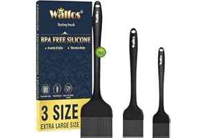 Walfos Silikon-Backpinsel, 3er-Set, hitzebeständiger Silikon-Backpinsel Küchenpinsel zum Kochen BBQ Grillen，Lebensmittelqualität Silikonpinsel und BPA-frei