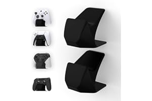 PlayVital 2 Piezas Soporte Universal para Mandos - Soporte Holder para ps5/4, para Xbox Series X/S, para Switch Pro, para Xbox Elite Series 2/Core, Base Resistente y Antideslizante (Negro Sólido)