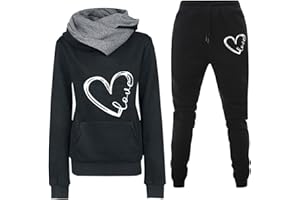 Laquieio 2024 Chándal Mujer Completo Invierno Original, Divertido Estampado Conjunto Suave Ropa de Deportivo 2 Piezas Sudadera con Capucha Y2K Manga Larga y Pantalón Jogger para Fitness Jogging S-XXL