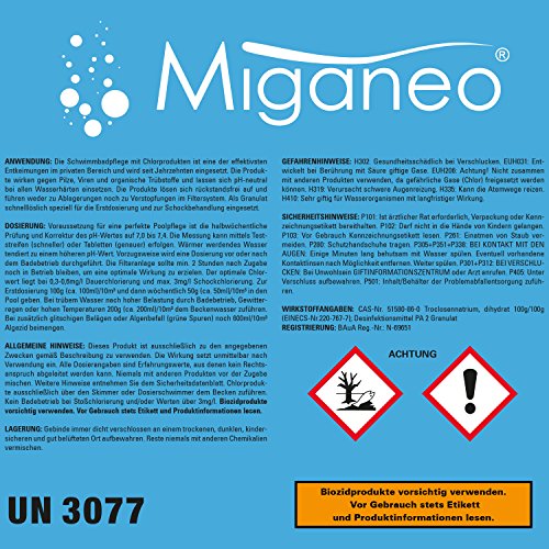 Miganeo® 5 kg Chlorgranulat schnelllöslich 56% Aktivchlor, organisch für Schock Chlorung ,Pool (5kg) - 4