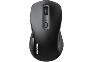 TECKNET Bluetooth Maus, Maus Kabellos (Tri-Modus: BT 5.0/3.0+2.4G) 4800 DPI Leise Mouse, Funkmaus mit USB-A Empfänger, 6 Tasten, Ergonomische Tragbare Mouse für PC/Laptop/Mac/Tablet, Schwarz