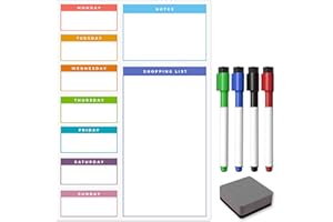 THE MAGNET SHOP TMS A4 Agenda settimanale per frigo | calendario magnetica e lista della spesa | per la preparazione degli alimenti e pianificazione familiare | lavagnetta per cucina cancellabili a secco [30 x 21 cm]