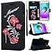 Produktbild SMART LEGEND Lederhülle für Samsung Galaxy A7 2016 Ledertasche Hülle Drucken Weinstock Schmetterling Blume Muster Schutzhülle Premium PU Leder mit Handschlaufe Flip Wallet Case Protective Cover Innere Weiche Silikon Bookcase Handy Tasche Schale mit Kartenfächer Magnetverschluß Standfunktion Etui -Schwarz