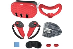BeisDirect 7-częściowy zestaw akcesoriów do Meta Quest 3, silikonowa osłona twarzy Quest 3 VR, osłona VR, osłona uchwytu kontrolera dotykowego Quest 3, osłona obiektywu ochronnego, jednorazowa osłona