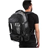 Bagacar Izdag Black Gray Travel Backpack 60 Lt 17" Laptop Compartment