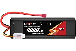 HOOVO 2S RC Battery 7.4V 50C 4000mAh LiPo Battery with Deans Plug Battery for RC Car RC Truck RC Boat RC Hobby RC Quadcopter RC Hobby Truggy Racing Driving