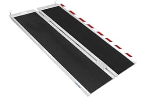 LIEKUMM Rampe de Fauteuil Roulant, 151 x 72 cm Rampe Acces Handicapé, Rampe avec Surface antidérapante en Aluminium, Rampe Handicapé, pour Marches