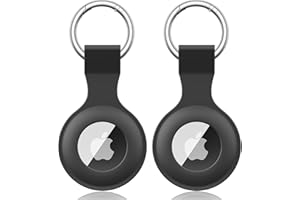 2 Pezzi Meliya AirTag Portachiavi per Apple Airtag, Silicone Custodia per Airtag Apple con Portachiavi, Cover Protettiva per AirTag per Zaini e Animali Domestici (Nero+Nero)