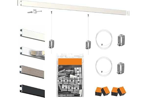 Pack Cimaise Click Rail Artiteq - Accrochage de Tableau Haut de Gamme (2 Mètres, Blanc Primaire ( Peux etre Peint ))