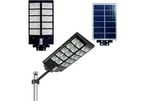 21 SHOP® Lampione Stradale Solare Faro Led con Pannello Solare con Sensore Crepuscolare Impermeabile IP67 Luce Bianco Freddo 6500K Led Esterno con Telecomando 1500W