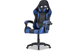 Walden Sedia da gaming, ergonomica, da ufficio, da gaming, schienale regolabile, sedia girevole da corsa, ufficio, computer, ergonomica, videogioco (blu)