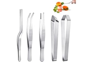 AYEUPZ Juego de pinzas de cocina de acero inoxidable, juego de pinzas de cocina, alicates de pinzas inclinadas de 2 piezas, alicates de precisión de 3 piezas, para cocinar, reparar, manualidades, belleza