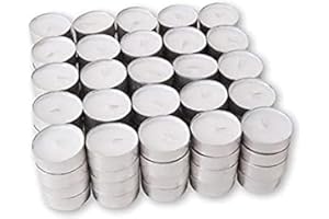 1ABOVE 50 Pack 4 Hour Long Burning Unscented Tea Light Candles, Long Lasting, Cotton Wicks Ideal for Weddings, Birthdays, Parties, Restaurants, Massage Parlors, Spa