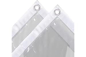 Ezcasch 2.5x3m Bâche Transparente avec Œillets, 420g/m² PVC Bache Transparente, Bache Exterieur Impermeable pour Terrasse, Balcon, Jardin avec Corde et Attaches Câbles (Taille Réelle: 2.45x2.95m)