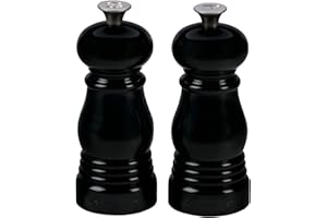 Le Creuset Set de Mini Molinillos de Sal y Pimienta, Plástico ABS, Mecanismo de Cerámica, Anticorrosión, Negro Onyx, 96002500140000