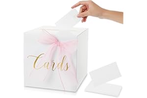 APLZGMG White Wedding Card Box Set, Cards Boxes for Wedding Receptions with Gold Foil Design, 8.7 Inch Diaper Raffle Box for Baby Showers Birthday Retirement Anniversary Decoration Voting Graduation