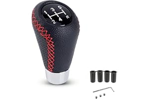 Knocery Car Gear Shift Knob 5 Speed, Universal Leather Gear Shift Lever, Gear Shifter Knobs with Hoses 8mm 10mm 12mm, Car Shift Knobs Suitable for Most Manual & Automotive Vehicles