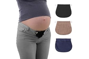 Rmeet Extenders, elastyczna obroża przedłużacz 3 opakowania, talia przycisk, przedłużacz ciąży, przedłużacz ciąży, czarny