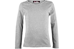 GUM & BERRIES Girls Plain Tops Long Sleeve Basic Stretch Round Neck T-Shirt School Tee Top 5-14 Years