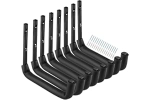Heavdace Paquete de 8 ganchos de almacenamiento de garaje, colgador de almacenamiento de escalera resistente de 10 pulgadas, estante de utilidad montado en la pared