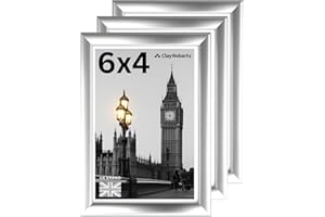 CLAY ROBERTS Picture Frame 6 x 4, Silver, Pack of 3, Freestanding and Wall Mountable, 10 x 15 cm, 6x4 Picture Frames, Silver 6x4 Photo Frames, 4x6 Photo Collage Gallery Display