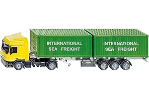 Siku 3921, Ciężarówka z kontenerami, 1:50, Metal,Tworzywo sztuczne, Żółty,Zielony, Zmienna długość przyczepy