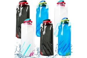 FCXVXCL Gourde pliable, Bouteille D'eau Pliable, Reutilisable Gourde Souple Pliable, Bouteille D'eau Réutilisable Flexible Pliable, pour randonnée, Aventures, Voyages (6 Pièce/Noir, Blanc, Bleu)