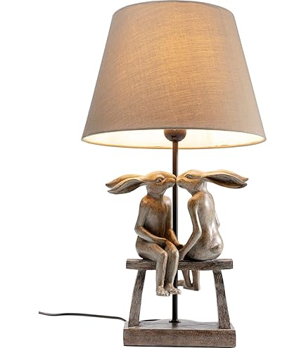 Kare Design tafellamp dierenkonijn roze/wit, konijnenlamp, tafellamp, bedlampje, dierenmotief, bureaulamp kinderen, tuimelschakelaar op kabel, lamp niet inbegrepen, 50 x 17 x 20 cm