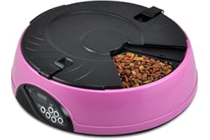 PETCUTE Comedero Automático Gatos Comedero Automático para Perros Dispensador Comida Gatos Alimentador automático de Mascotas 6 Veces/día