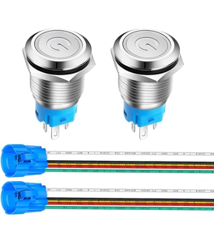 GTIWUNG Tuimelschakelaar, 10 stuks, 12 V, 20 A/24 V, 10 A, ronde schakelaar, tuimelschakelaar, knop met 16 AWG draad voor auto, boot, vrachtwagen, trailer, auto, verlicht, rood en blauw