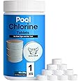 Pool Crab Pool Chlorine Tablets, 1kg Multifunctional 4-in1 Dispenser Tablets for Swimming Pool, Hot Tub, Spa, 50 x 20g Chlorinating Chemical Tabs (Sanitiser, Stabiliser, Algaecide and Clarifier)