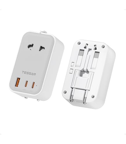 Anker Nano 5-in-1 Travel Adapter – 20W Fast Charging, 2 USB-C & 2 USB-A Ports + AC Outlet, Ultra-Compact For 200+ Countries (White)