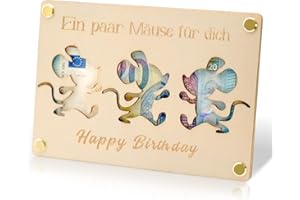 hurifeng Holz Geldgeschenk Geburtstag - Kreative Geldgeschenk Verpackung aus Lindenholz - Einzigartiges Geburtstagsgeschenk für Männer und Frauen (Maus)