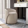 T&T Co Light Luxury 360 Degree Rotating Makeup Bench Bedroom Dressing Table Stool Storage with Backrest Round Stool Makeup Chair Leisure Ottoman Vanity Stool (Design 2, 1 Stool)