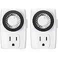 Century Indoor 24-Hour Mechanical Outlet Timer, 3 Prong, 2-Pack