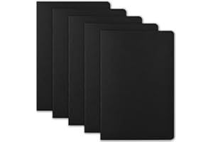 ‎ZCZN ZCZN Notizbuch A5 blanko, 5 Stück schwarze Kraft Cover Notizheft mit 30 Blatt, Heft für Büro und Schule