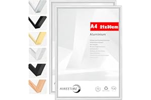 HIMEETIME® 2x Bilderrahmen A4 21x30 cm Silber Metall Rahmen,Dokumentenrahmen 21x29,7 cm Klein Collage,Metallrahmen Alu-Bilderrahmen Aluminium,Picture Frame A4 Fotorahmen