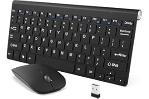 Andizun US Layout Wireless Keyboard and Mouse Set, 2.4Ghz Cordless Slim Computer Keyboard, Wireless Mouse Adjustable DPI, Multi-Media Shortcut US Layout Wireless Mouse and Keyboard, for Windows,Mac,PC