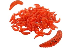 Senven Artificial lombriz, silicona suave biomimética Cebo lombriz Señuelos pesca lombriz Simulación Gusanos rojos plástico Ambiente verde Fuerte tentación Cebo Falso - Red Worm 100Pcs