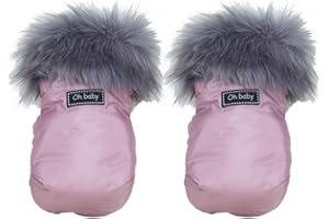 Manoplas Carrito Bebé Rosy Fuentes- Con Forro Polar Interior - Guantes para Carro Bebé - Tejido Suave y Agradable - Manoplas Carro Bebé Universales 0-rosa empolvado