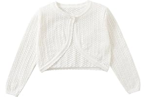 Yealoo Bolero Coprispalle Ragazze Bambina Schema dei Fori Cotone Bambine Cardigan Maniche Lunghe