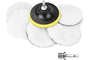 URAQT Kit 8 Pezzi di Lucidatura Auto, 100mm Tamponi per Lucidatura Auto, Tamponi Lucidatura Lana con M10 Adattatore Trapano e Adattatore Esagonale, Disco per Lucidatura Auto per Pulizia e Lucidatura.