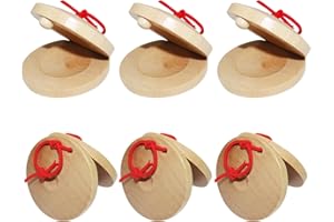 AOVNA 6pcs Wooden Castanets Wooden Percussion Instrument Finger Castanets Baby Castanet DIY Rhythm Music Musical Instrument for Kids Children Adult