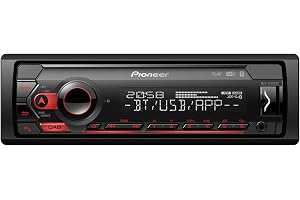 Pioneer MVH-S420DAB, 1DIN bilstereo med DAB +, röd, tysk menynavigering, Bluetooth, USB, AUX ingång, iPod/iPhone direktkontro