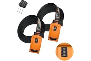 Onefeng Sports 800lbs Lockable Tie Down Straps with 3-Digit Combination Keep Kayak,Surfboard,Paddleboard,Canoe Safe Include 3 Steel Cables 1.5" Width,2pack Each Strap 10ft