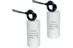 EIAIGKY 2 Pièces CBB60 16µF Condensateur de Démarrage Moteur 450V 50/60Hz, Condensateur CBB60 16uf de Fonctionnement, Condensateur de Suppression, Idéal pour Compresseurs, Ventilateurs, Pompes